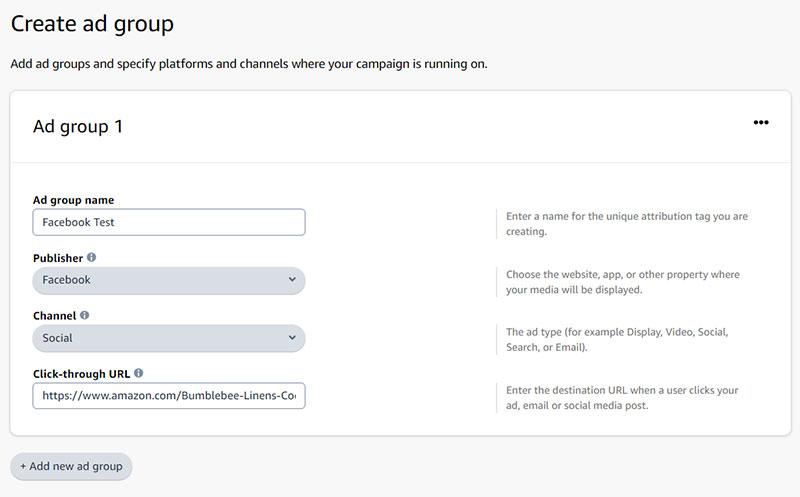 Amazon Attribution Ad Group