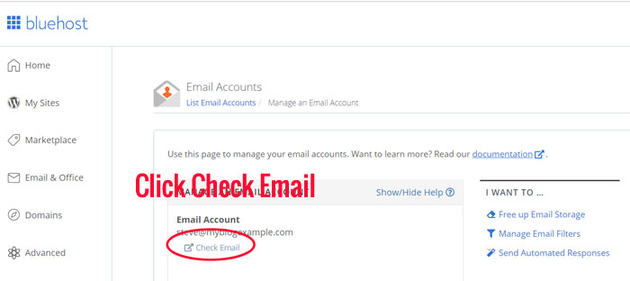 Bluehost Check Email