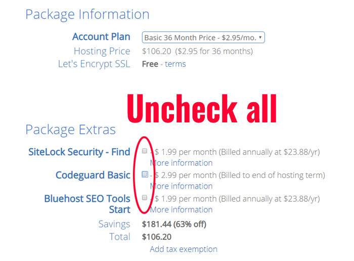 Bluehost Extras