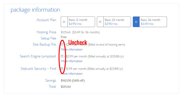 Bluehost Options