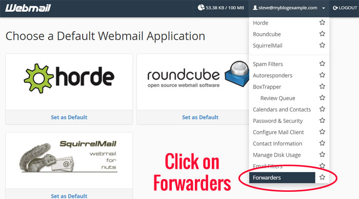Bluehost Forwarders