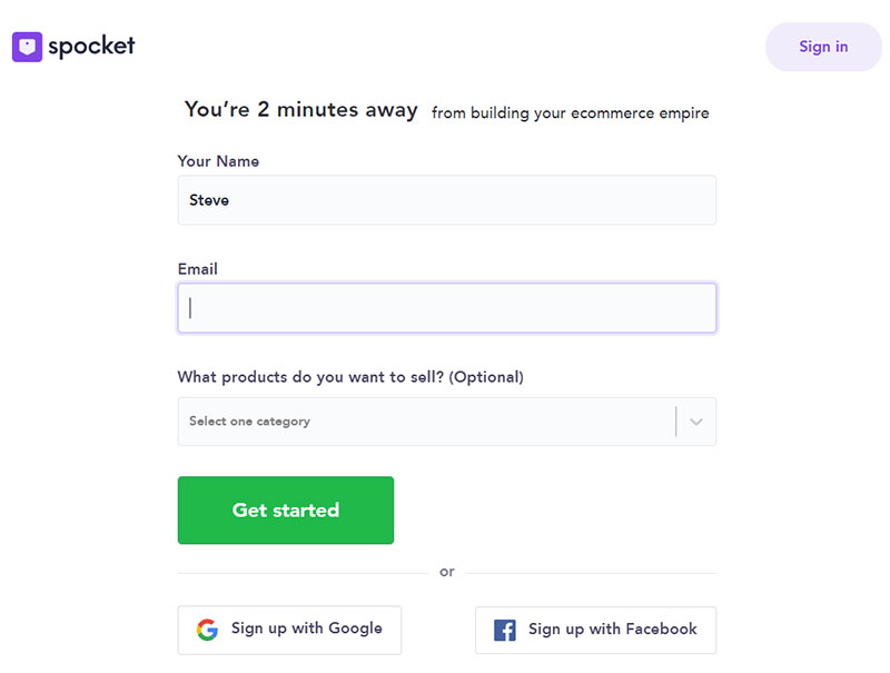 Spocket Signup