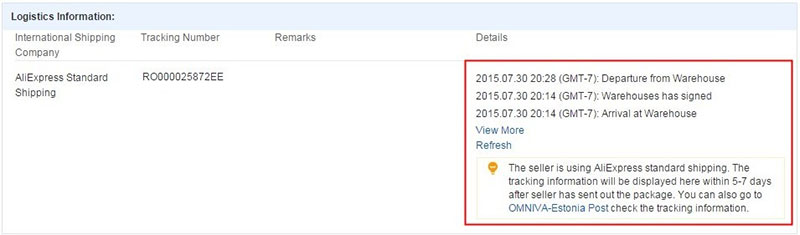 AliExpress Tracking Info