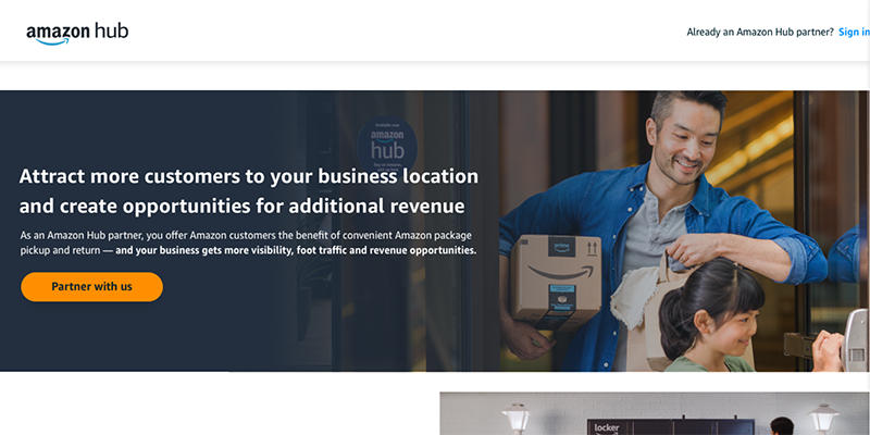 Amazon Hub homepage