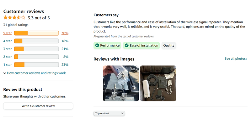 Customer reviews on Amazon.com