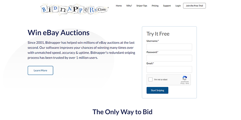 Bidnapper homepage