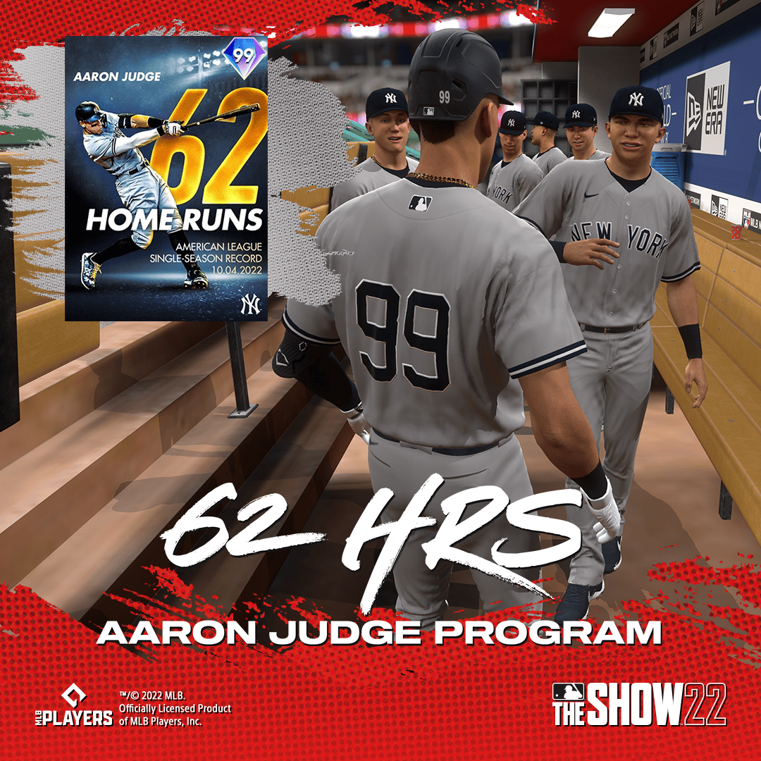 Aaron Judge Program Celebrates 62nd Home Run Milestone in MLB® The Show™ 22