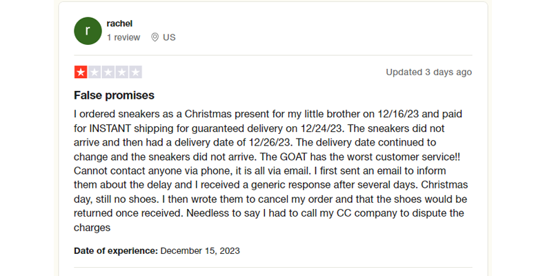GOAT slow customer support review