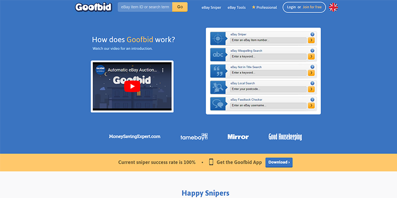 Goofbid homepage
