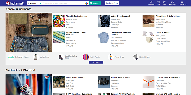 IndiaMart categories