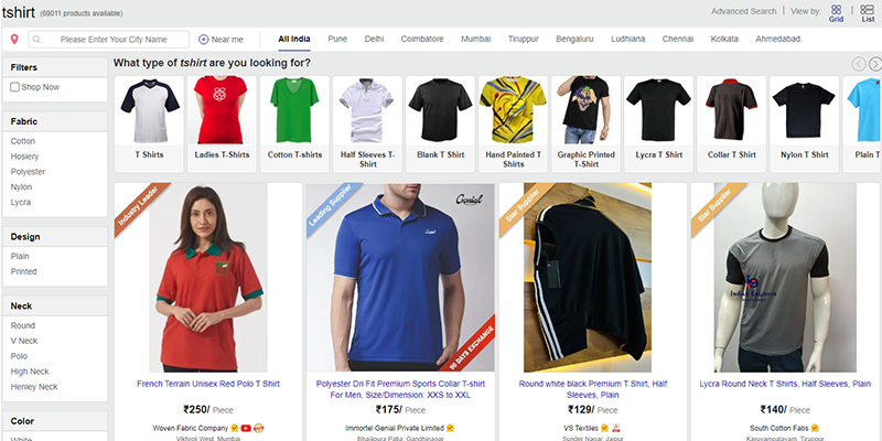 IndiaMart tshirt catalog