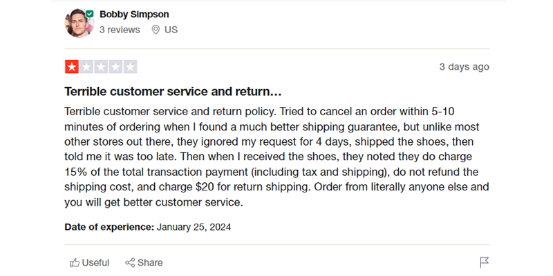 Kicks Crew exchange process review on Trustpilot
