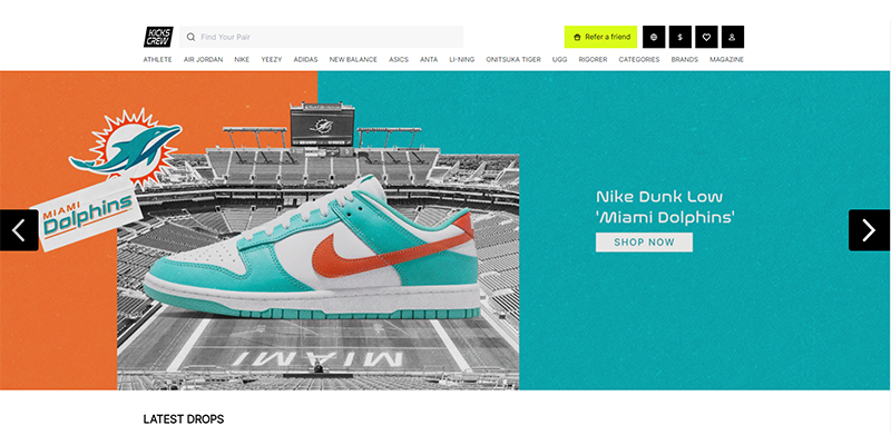 Kicks Crew homepage