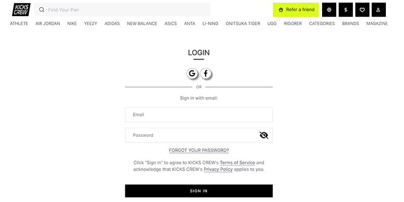 Kicks Crew register