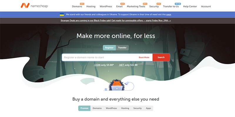Namecheap homepage
