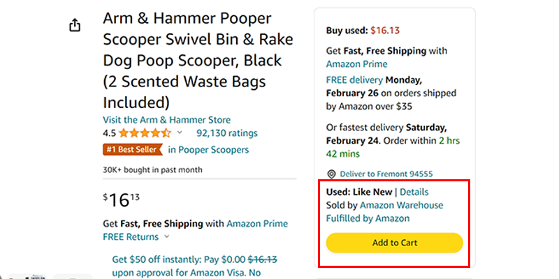 Product condition of an Amazon Warehouse Deal product