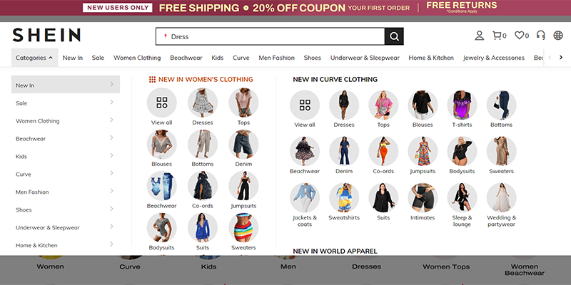 Shein categories