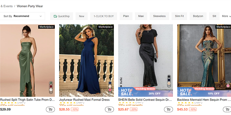 Shein women partywear items