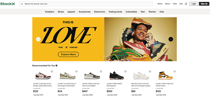 StockX homepage